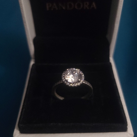 Pandora Sterling Silver CubicZirconia Round Halo Sparkle Promise Engagement Ring - Picture 2 of 6
